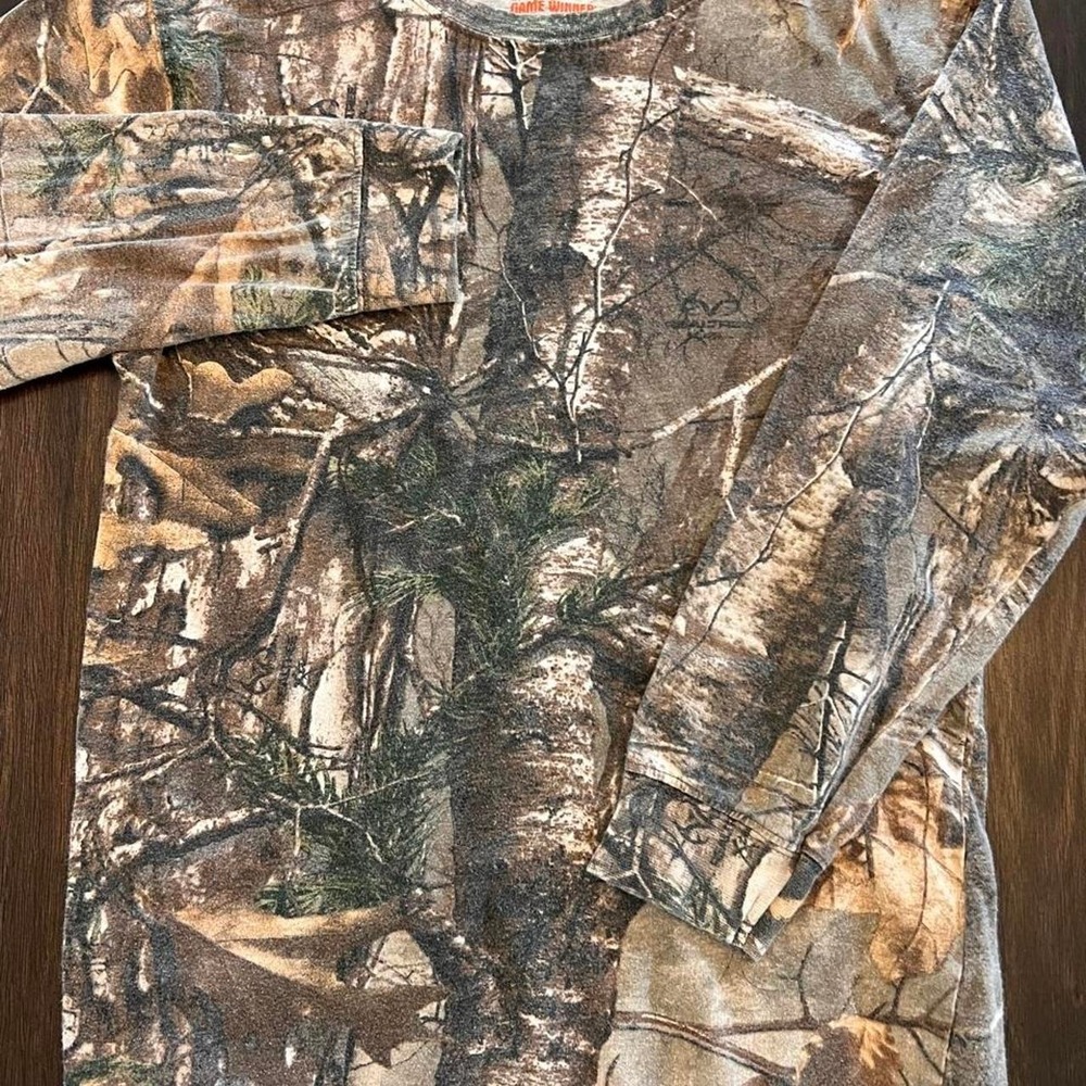 Game Winner Youth Camouflage Long Sleeve Tshirt Size XL Brown Camo Hunting